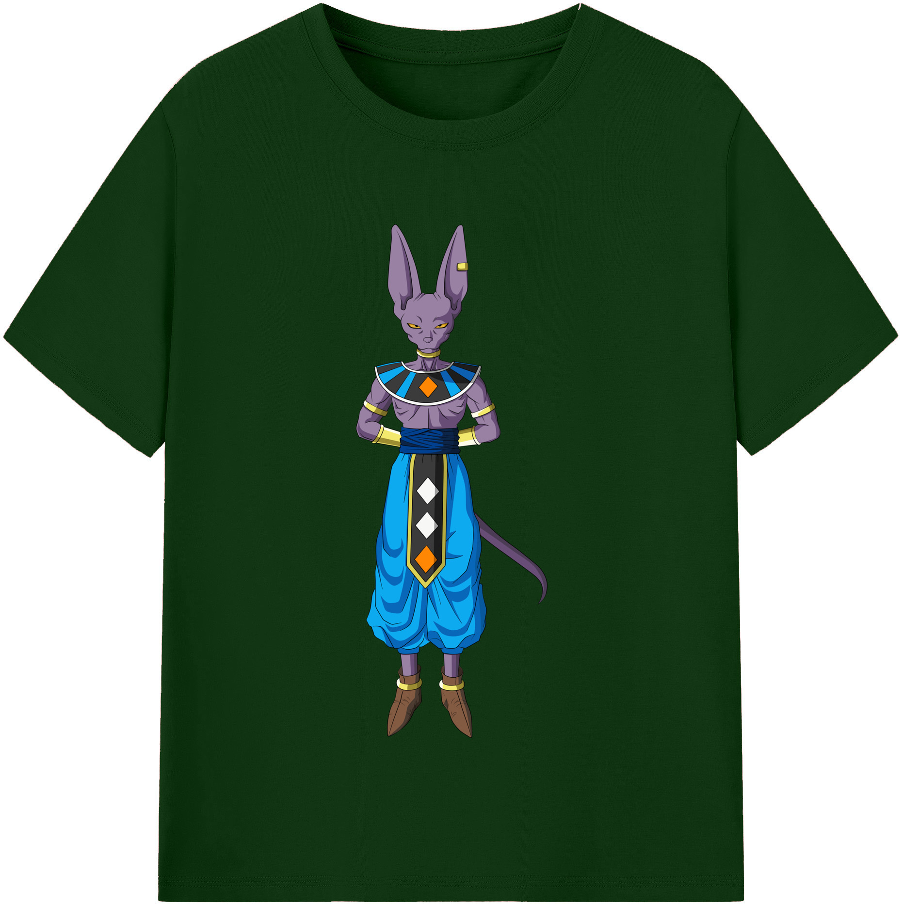 （画像用） ドラゴンボール ビルス 破壊神ビルス DRAGON BALL Beerus Birusu 綿100％半袖Tシャツ（フロントプリント）
